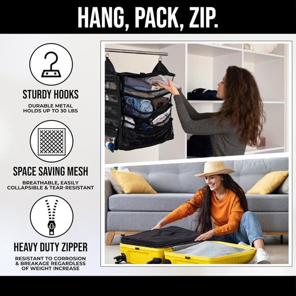 Hanging Suitcase Organizer, Carry on Closet Suitcase, Hanging Luggage Organizer - Picture 3 of 6